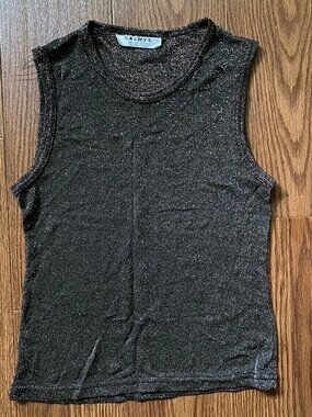 Vintage Dalmys Black Gold Metallic Lurex Shimmer Tank Top XS/S